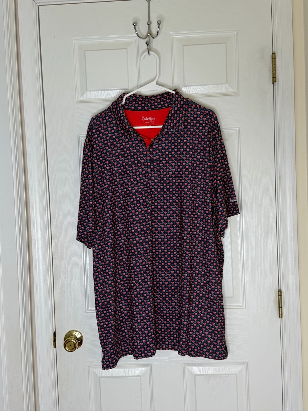 Walter Hagen Navy Polo with Pink All-Over Print